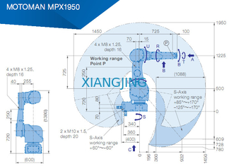 MPX1950 χρησιμοποιημένο ρομπότ Yaskawa για τη ζωγραφική του ωφέλιμου φορτίου 1450mm 7kg ρομπότ βραχιόνων