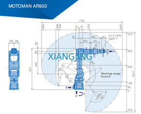 AR900 χρησιμοποιημένο ρομπότ Yaskawa για το ωφέλιμο φορτίο 927mm οξυγονοκολλητών 7kg τόξων ρομπότ συγκόλλησης βραχιόνων
